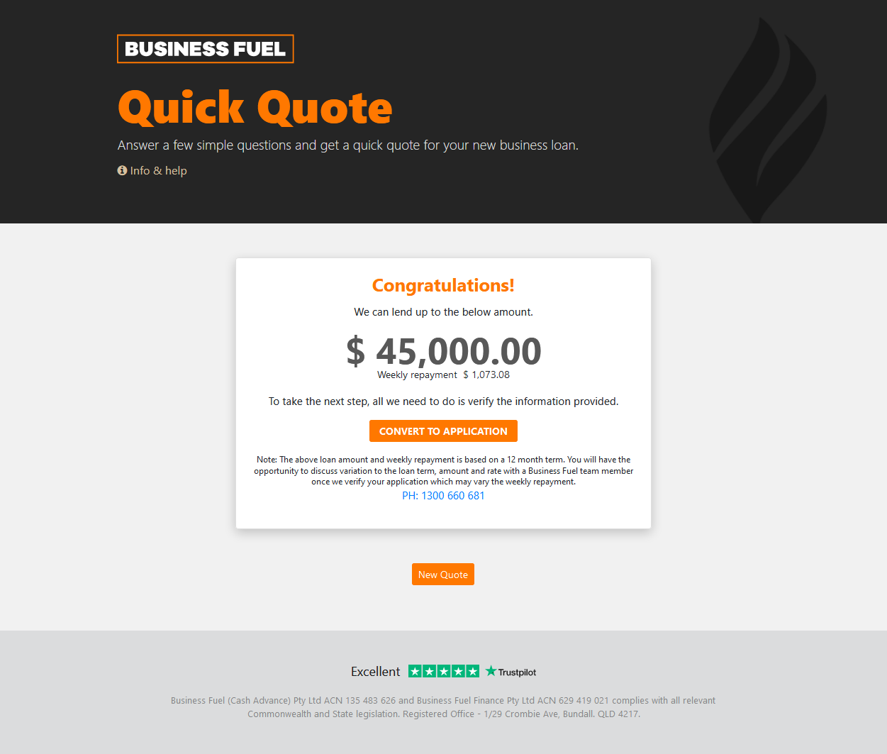 Quick Quote response